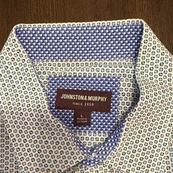 Johnston & Murphy Dress Shirt White and Blue Patterned Shirt - Picture 2 of 3